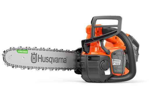 Side view of the Husky T542i XP battery powered chainsaw with tope handle