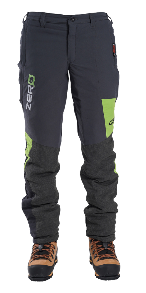 Clogger chainsaw protective pants. Clogger Zeros get 2 front
