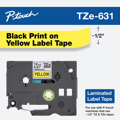 BROTHER Tape Label 1/2in Blk on Ylw