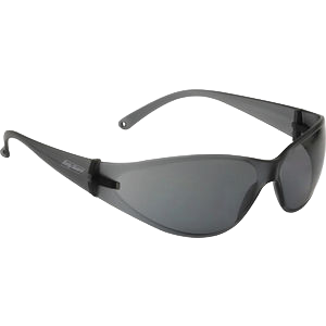 Black safety glasses on a white background