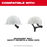 Two white safety helmets with black straps on a white background, labeled 'Milwaukee Bolt Safety Helmets & Hard Hats'.