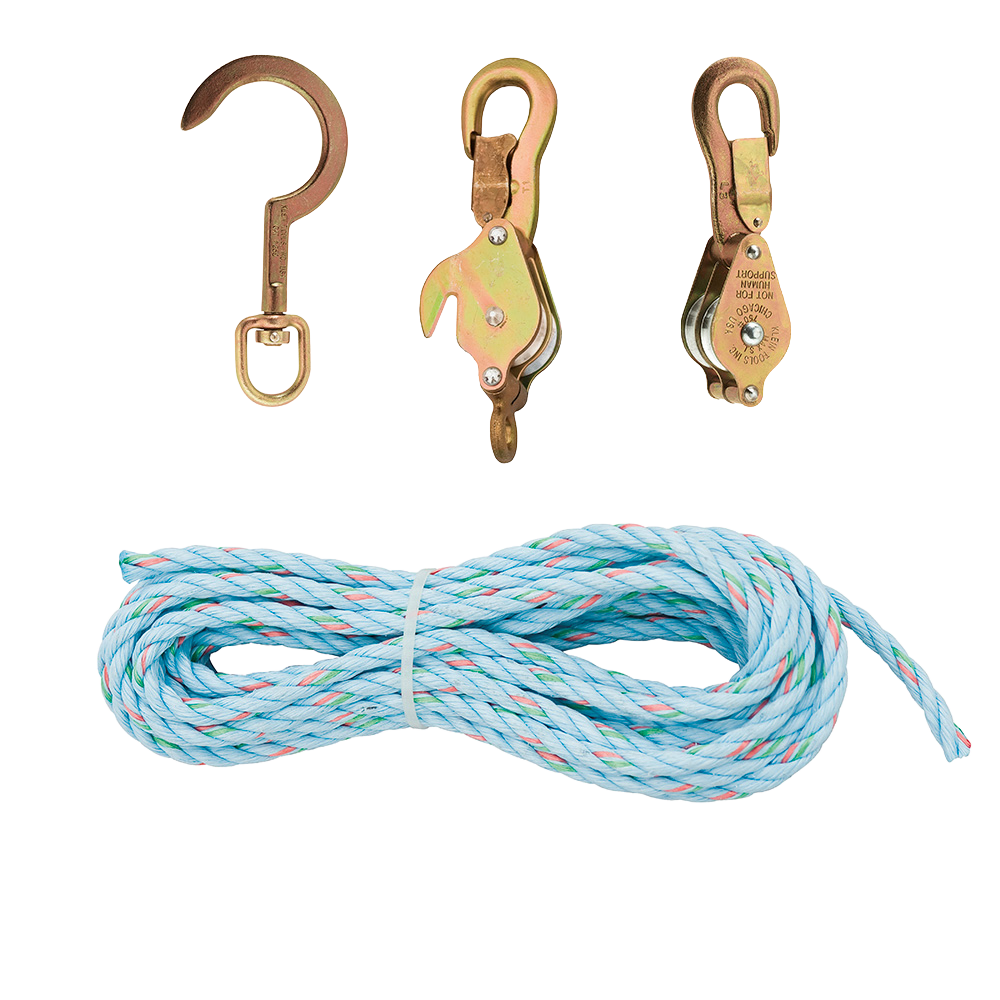 Klein Slack Blocks – 3/8" Nylon Rope with Swivel Hook – 750 lb Capacity
