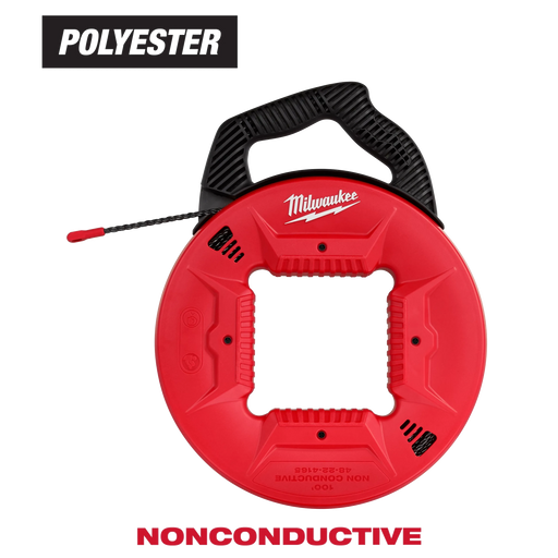 Milwaukee 48-22-4165 100-Foot Polyester Fish Tape Non-Conductive Tip Triple-Strand