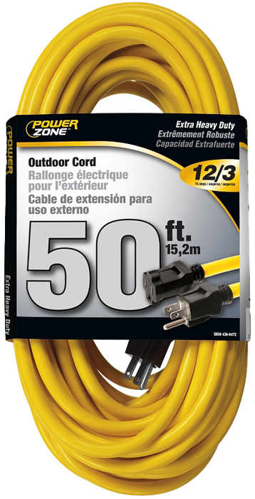 50 ft 12 AWG Cable 125V Extension Cord