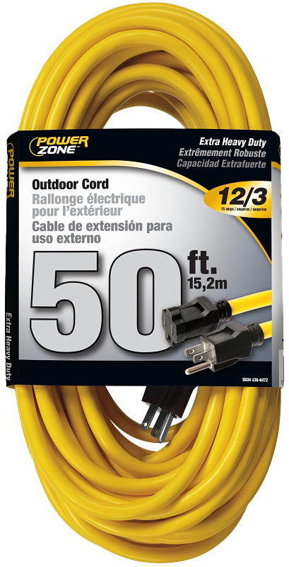 50 ft 12 AWG Cable 125V Extension Cord