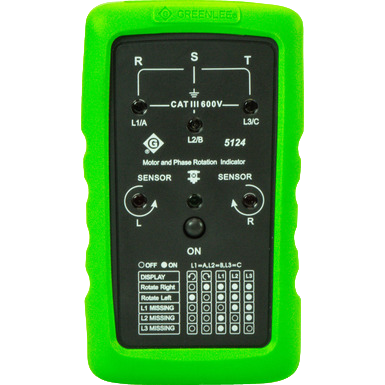 Greenlee 5124 Phase Sequence & Motor Rotation Meter – CAT III 600V, Non-Contact