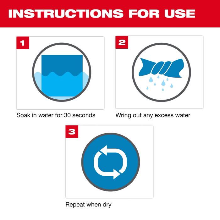 Milwaukee Cooling Microfiber Towel Instructions for use