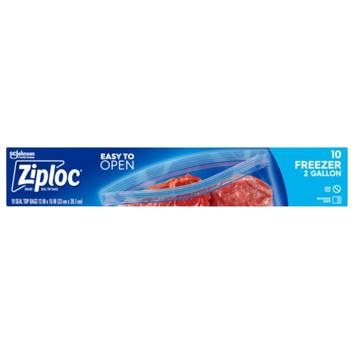 Ziploc Double Zipper Freezer Bags 2 Gallon 2.7 Mil Clear 10-Pack