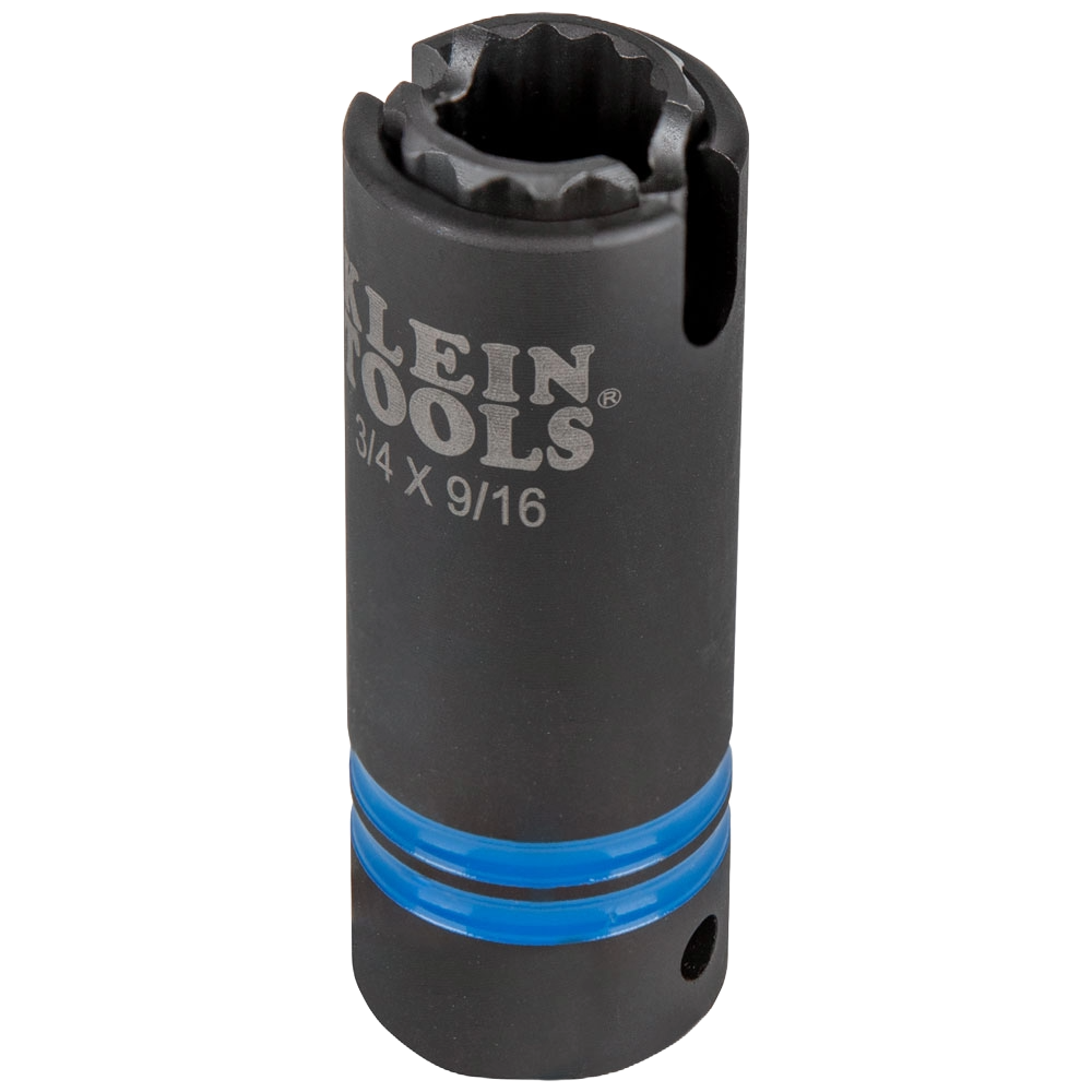 KLEIN 3-in-1 Slotted Impact Socket, 12-Point, 3/4 and 9/16-Inch