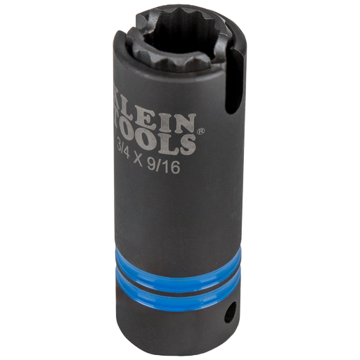 KLEIN 3-in-1 Slotted Impact Socket, 12-Point, 3/4 and 9/16-Inch