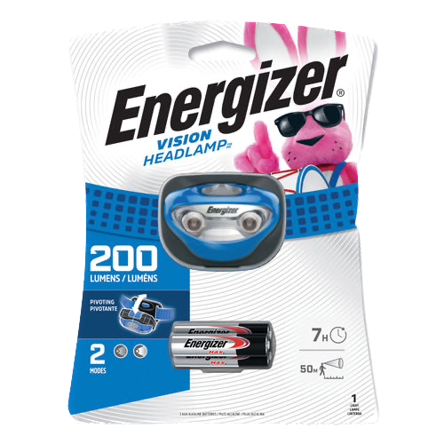 Energizer Vision HD LED Headlamp HDA32E 200 Lumens Hard Hat Compatible