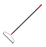 Garden rake with red handle on a white background