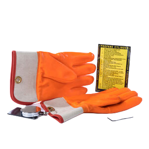 Fluorscent Orange PVC Coated Propane Gloves w/ Retractable Cable