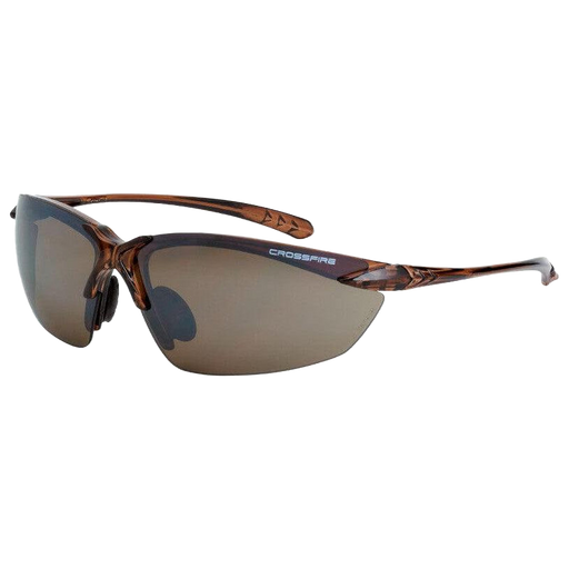 Crossfire Sniper Premium Safety Eyewear - Crystal Brown Frame / HD Brown Mirror Lens
