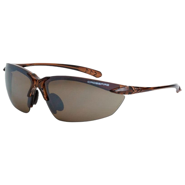 Crossfire Sniper Premium Safety Eyewear - Crystal Brown Frame / HD Brown Mirror Lens
