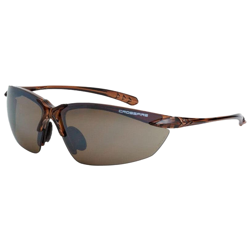 Crossfire Sniper Premium Safety Eyewear - Crystal Brown Frame / HD Brown Mirror Lens
