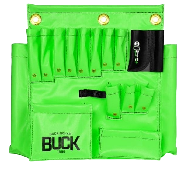 BUCKINGHAM Aerial Basket Tool Apron - Color: BuckViz Safety Green - Magnet Included