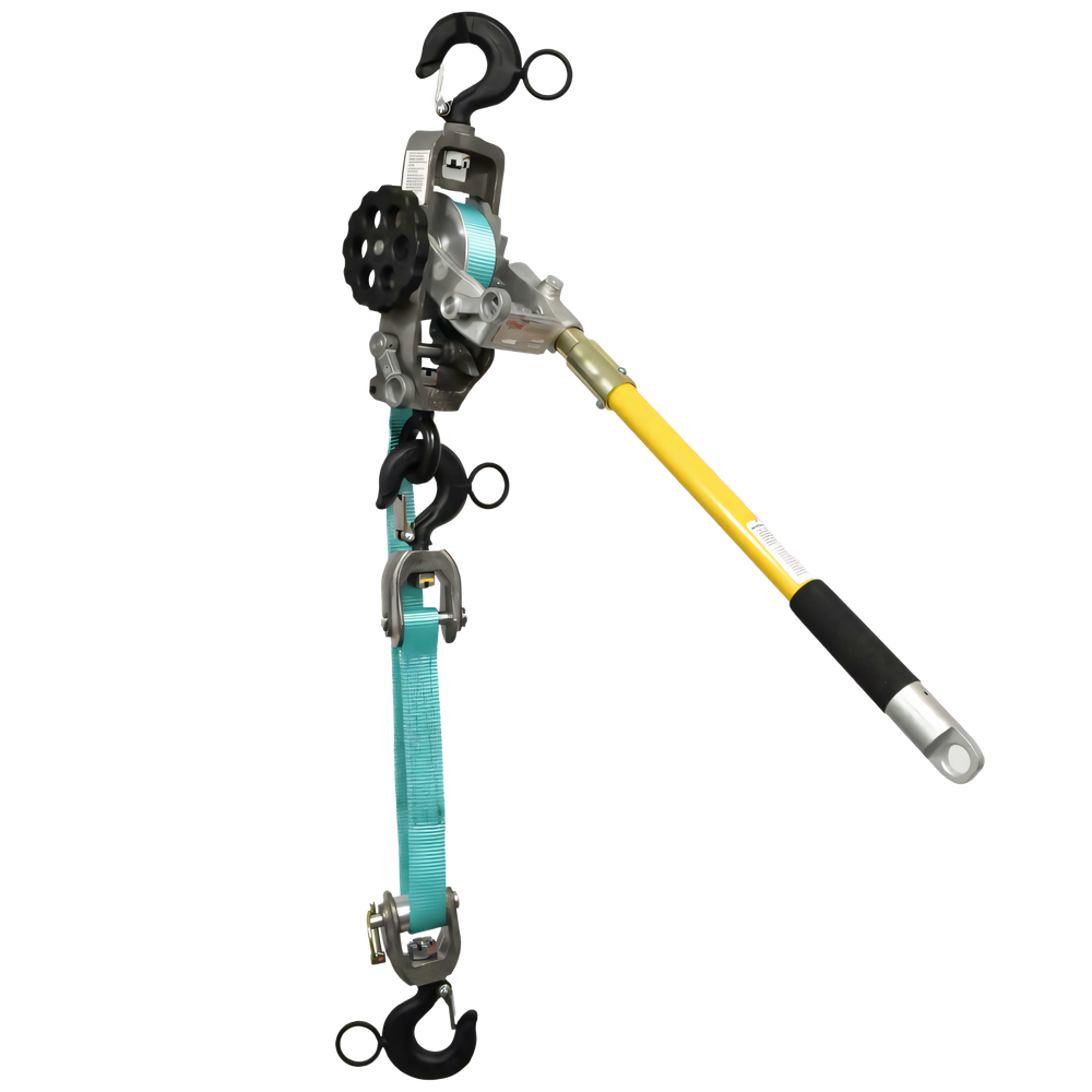 Lineman's Strap Hoist with Hot Stick Ring Hooks