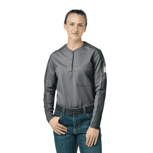 Bulwark Women's FR Flex Knit Henley Stretch Cotton Blend
