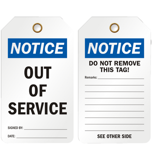 Out of Service Eco Tag - Pack of 20