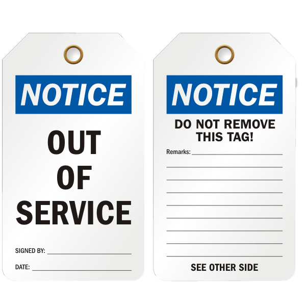Out of Service Eco Tag - Pack of 20
