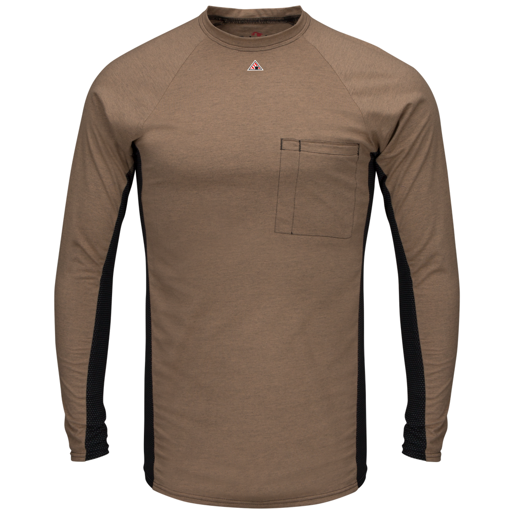 Mens FR Long Sleeve Base Layer with Concealed Pocket Tan