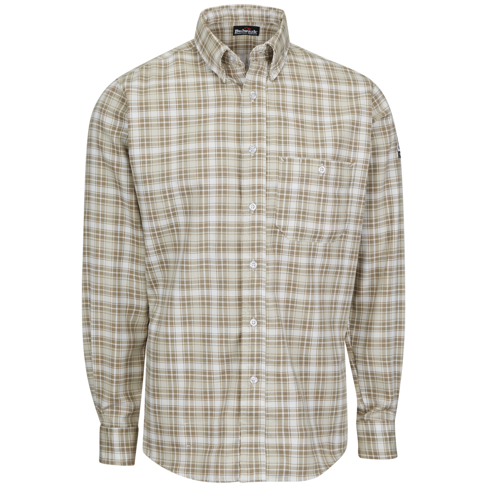 Bulwark Men’s Long Sleeve FR Plaid Dress Shirt