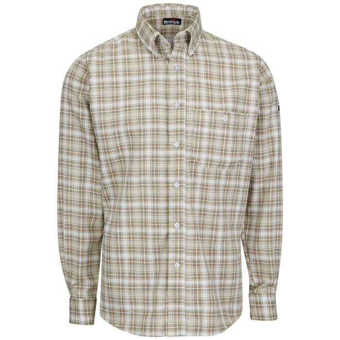 Bulwark Men’s Long Sleeve FR Plaid Dress Shirt