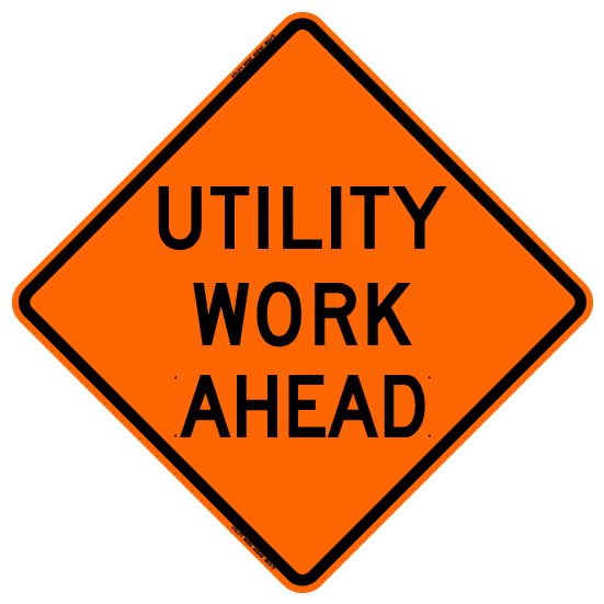 BONE SAFETY Utility Work Ahead Roll Up Sign