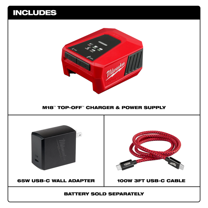 Milwaukee M18 Top Off Charger & Power Supply