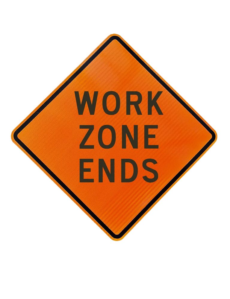 48" Work Zone Ends Reflective Vinyl Rollup Sign