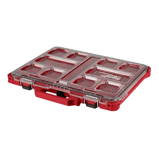 Milwaukee PACKOUT Low-Profile Organizer 48-22-8431 IP65 10-Bin Clear Lid Slim
