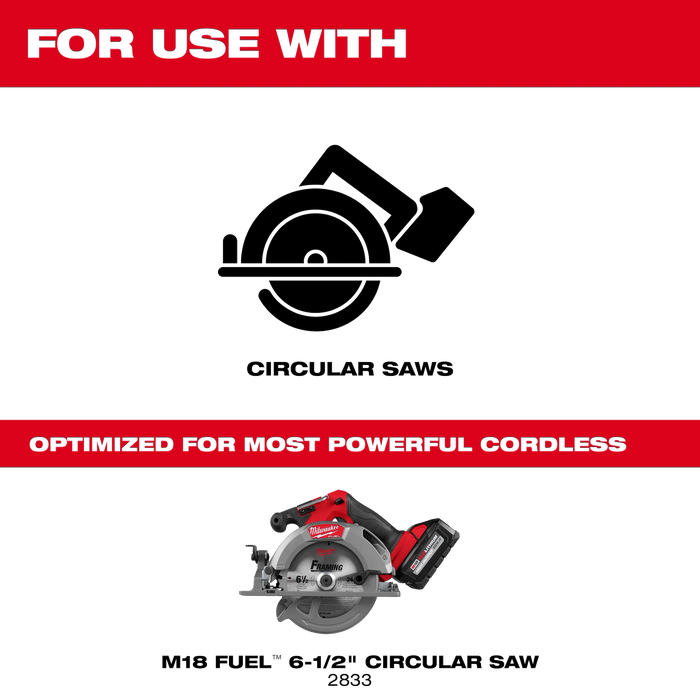 Milwaukee 6-1/2" 24T Thick Kerf Framing Circular Saw Blade