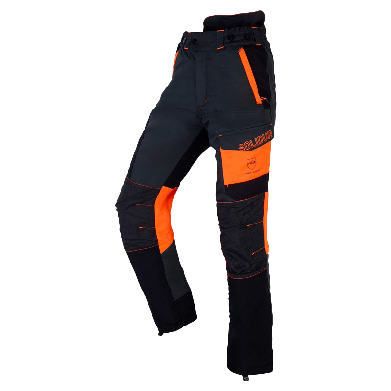 SOLIDUR COMFY CHAINSAW PANTS Black and Orange
